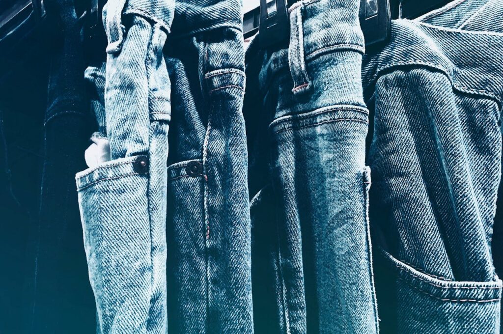 Blue denim jeans